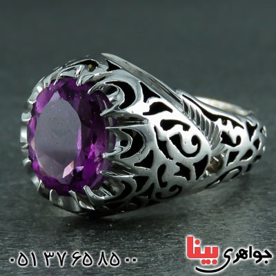 انگشتر آمتیست خوشرنگ و فاخر دور الماس _کد:23353