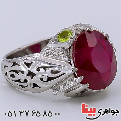 انگشتر یاقوت سرخ خوشرنگ مردانه و برلیان _کد:23355