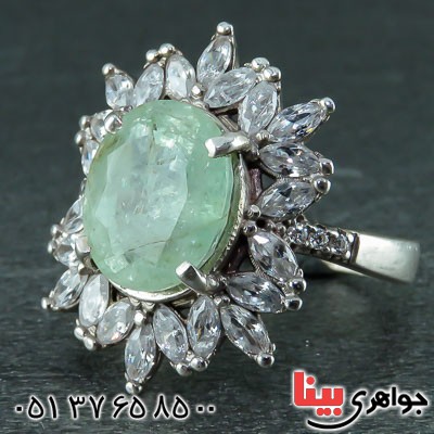 انگشتر زمرد کلمبیا رودیوم زنانه _کد:23358