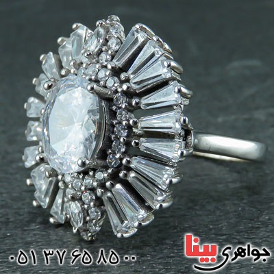 انگشتر نقره پرنس تک نگین رودیوم زنانه _کد:23362