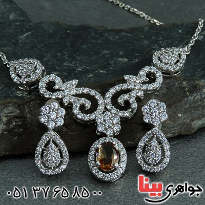 سرویس الکساندریت تک نگین رودیوم زنانه زیبا _کد:23391