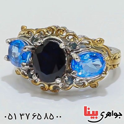 انگشتر چند جواهر خوشرنگ خاص بسیارعالی زنانه _کد:23433