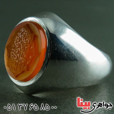 انگشتر عقیق یمنی ناب خطی خوشرنگ مردانه _کد:23452
