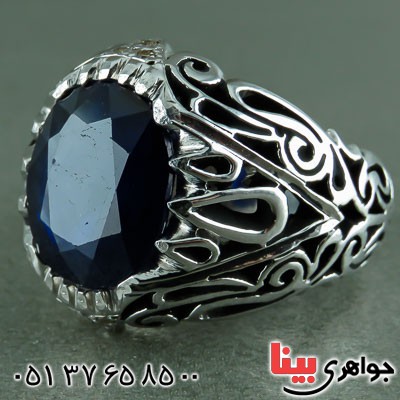 انگشتر یاقوت کبود درشت خاص فاخر مردانه _کد:23460