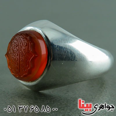 انگشتر عقیق یمنی ناب خطی زیبا مردانه _کد:23461