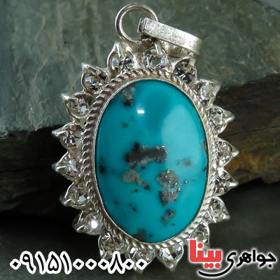 گردنبند فیروزه خوشرنگ خاص دورجواهری زنانه _کد:23499