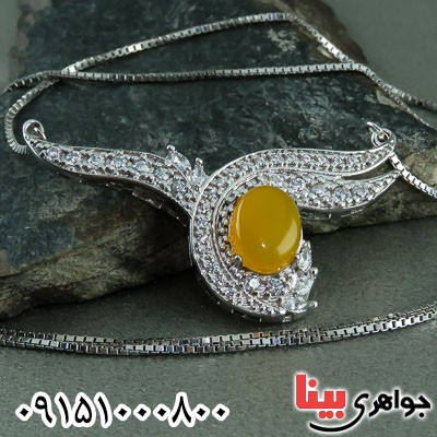گردنبند عقیق شرف الشمس خوشرنگ رودیوم زنانه