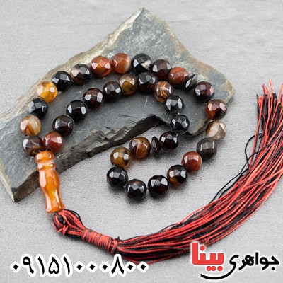 تسبیح عقیق سلیمانی 33 دانه ای تراش دار خوشرنگ _کد:23511
