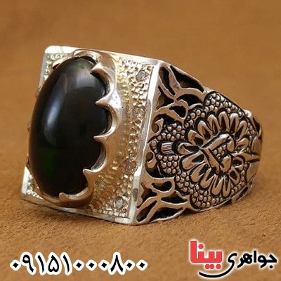 انگشتر اوپال آتشین خاص و دور برلیانی مردانه