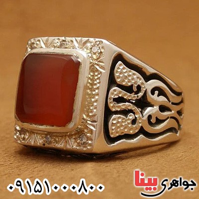 انگشتر عقیق یمنی دور برلیان فاخر مردانه