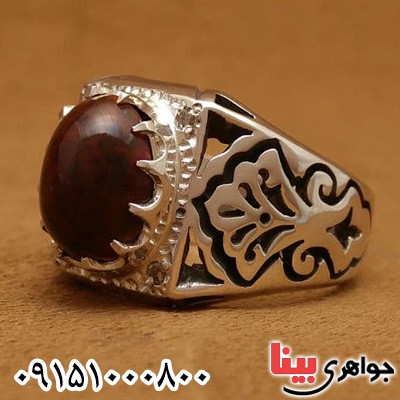انگشتر اوپال آتشین دور برلیان مردانه _کد:23560