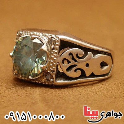 انگشتر الماس روسی (موزانایت) فاخر مردانه _کد:23563