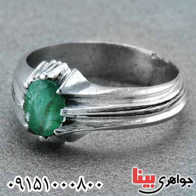 انگشتر زمرد زامبیا خاص دست ساز مردانه _کد:23569