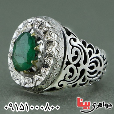 انگشتر زمرد زامبیا فاخر و دست ساز مردانه _کد:23574