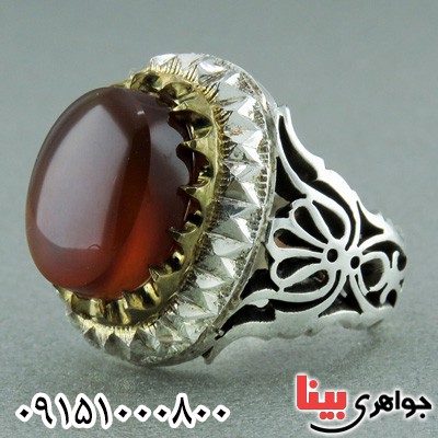 انگشتر عقیق یمنی کبدی درشت ، فاخر مردانه _کد:23576