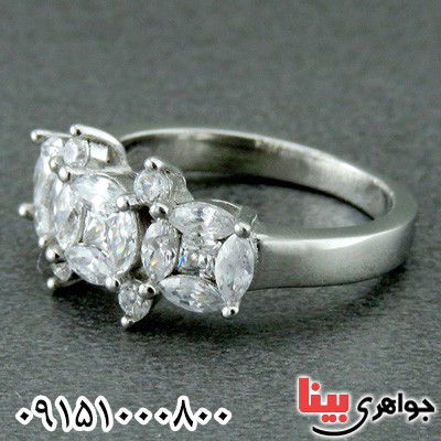 انگشتر نقره فلاور پرنس رودیوم شیک و زیبا _کد:23582