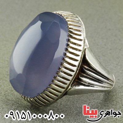 انگشتر عقیق یمنی کبود دست ساز مردانه _کد:23596
