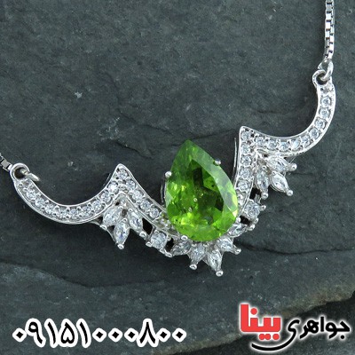 گردنبند زبرجد آفریقایی خوشرنگ رودیوم زنانه _کد:23599
