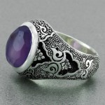 انگشتر عقیق یمنی سوسنی دست ساز تراش الماسی