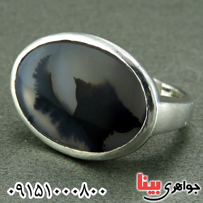 انگشتر عقیق شجری طبیعی مردانه با رکاب صفوی _کد:23614