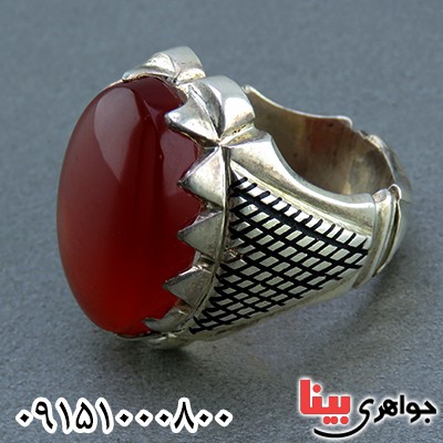 انگشتر عقیق یمنی دست ساز درشت و خاص مردانه _کد:23631