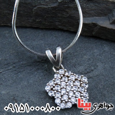 گردنبند نقره پرنس رودیوم طرح گل _کد:23648