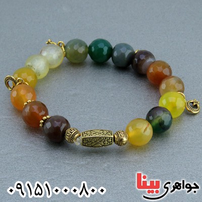 دستبند عقیق سنگ درمانی خوشرنگ خاص _کد:23652