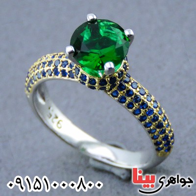 انگشتر زمرد صنعتی خوشرنگ خاص زنانه _کد:23706