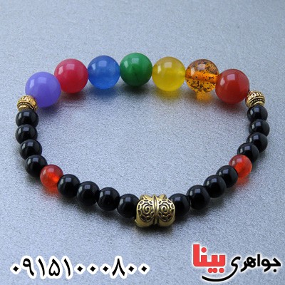 دستبند چند جواهر سنگ درمانی خوشرنگ و خاص _کد:23711