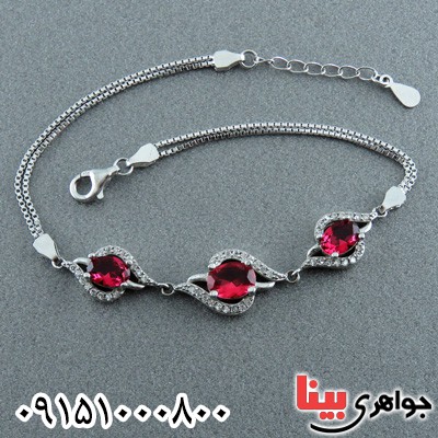دستبند یاقوت سرخ خوشرنگ رودیوم زنانه _کد:23750