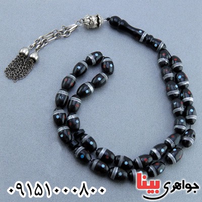 تسبیح یسر 33 دانه ای مصری با مرصع فیروزه _کد:23764