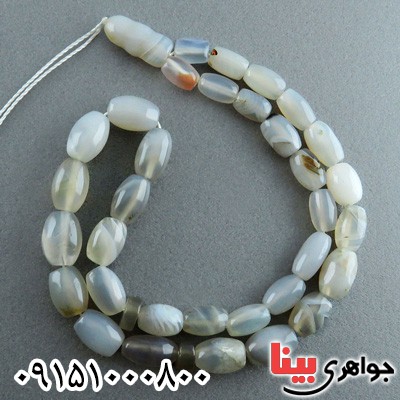 تسبیح عقیق یمنی سفید 33 دانه ای تراش دستی بسیار زیبا _کد:23767