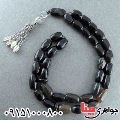 تسبیح عقیق یمنی جزع 33 دانه ای تراش دستی بسیار عالی فاخر _کد:23769