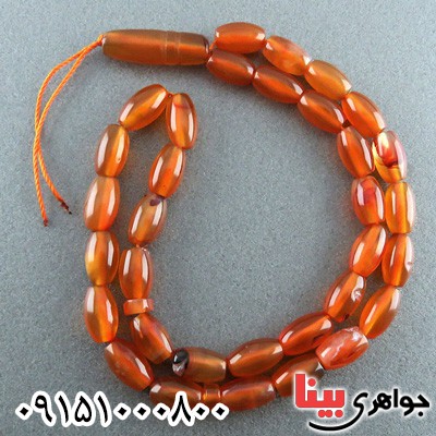 تسبیح عقیق یمنی سرخ 33 دانه ای تراش دستی _کد:23771