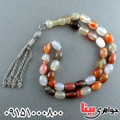 تسبیح عقیق یمنی ام البنین 33 دانه ای خاص و خوشرنگ _کد:23774