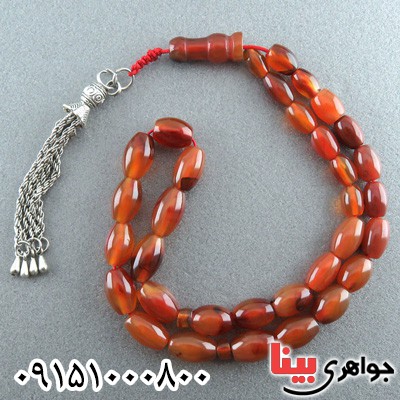 تسبیح عقیق یمنی 33 دانه ای تراش دستی خاص و خوشرنگ _کد:23777
