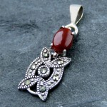 گردنبند عقیق یمنی مارکازیتی زنانه زیبا