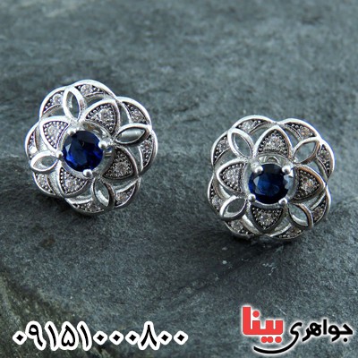 گوشواره یاقوت کبود پرنس رودیوم زنانه زیبا _کد:23909