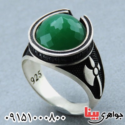 انگشتر عقیق سبز اسپرت با تراشی زیبا _کد:23913