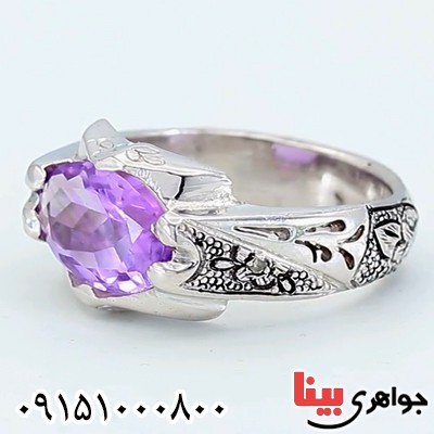 انگشتر آمتیست فاخر دست ساز مردانه _کد:23997