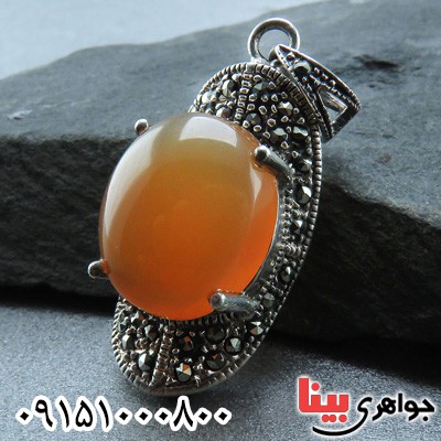 گردنبند عقیق یمنی مارکازیتی خاص زنانه _کد:24004