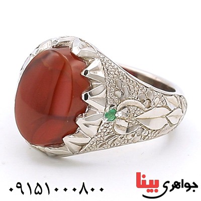 انگشتر عقیق یمنی فاخر دست ساز مردانه _کد:24032