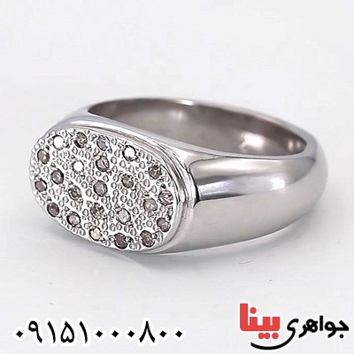 انگشتر الماس رودیوم دست ساز و فاخر مردانه _کد:24080