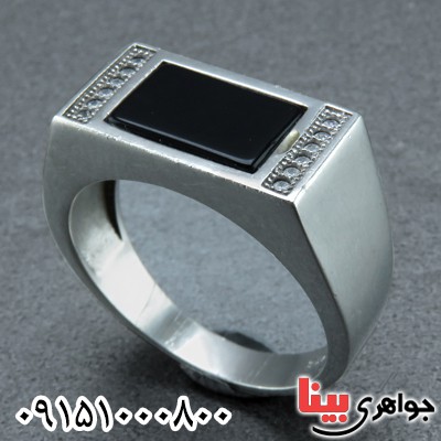 انگشتر عقیق سیاه (اونیکس) اسپرت مردانه _کد:24090