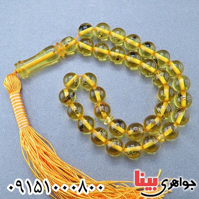 تسبیح کهربا پودری حشره ای خاص و زیبا 33 دانه ای _کد:24104