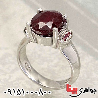 انگشتر یاقوت سرخ رودیوم فاخر زنانه _کد:24153