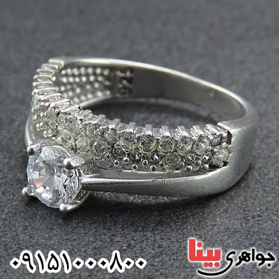 انگشتر نقره تک نگین پرنس رودیوم زنانه _کد:24228