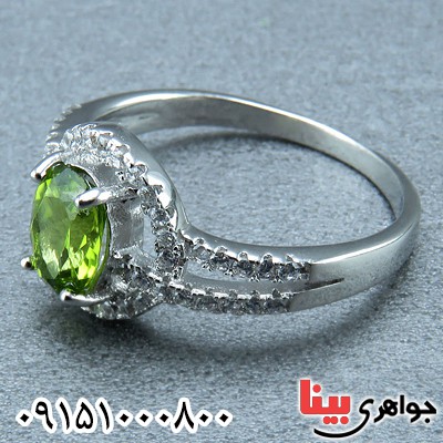 انگشتر زبرجد خوشرنگ و خاص رودیوم زنانه _کد:24239