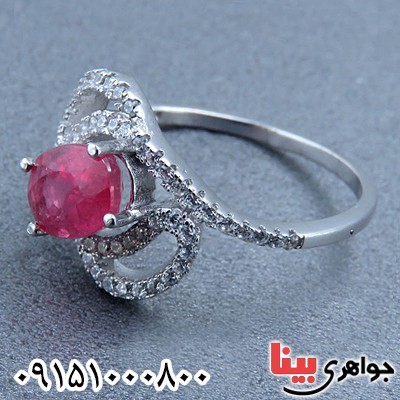 انگشتر یاقوت سرخ روکش رودیوم زنانه