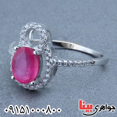 انگشتر یاقوت سرخ خوشرنگ رودیوم زنانه